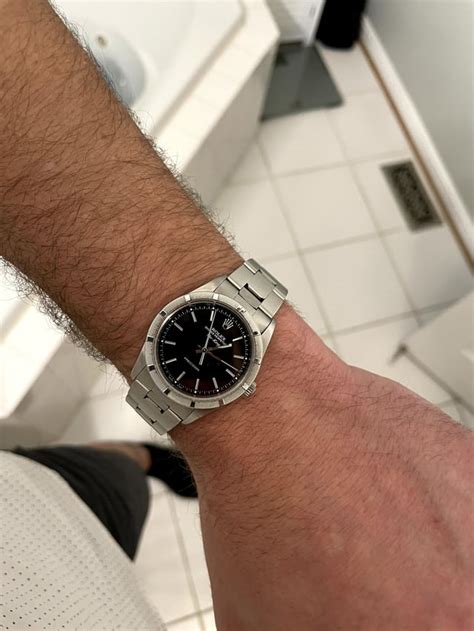 rolex air king 34mm on wrist